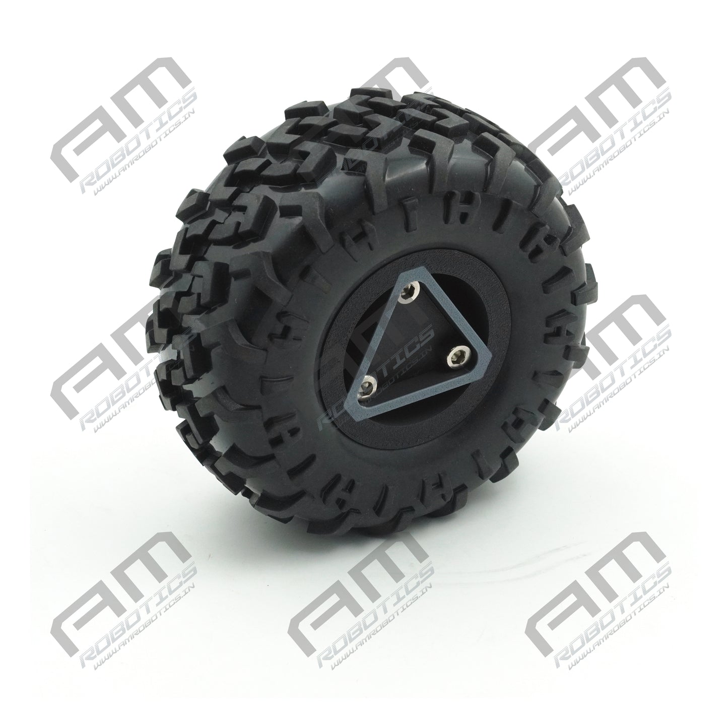 125X60MM HIGH DENSITY MS FLANGE HEAVY DUTY RC WHEEL for 6mm Shaft Motors Gray and Black Pack of 2