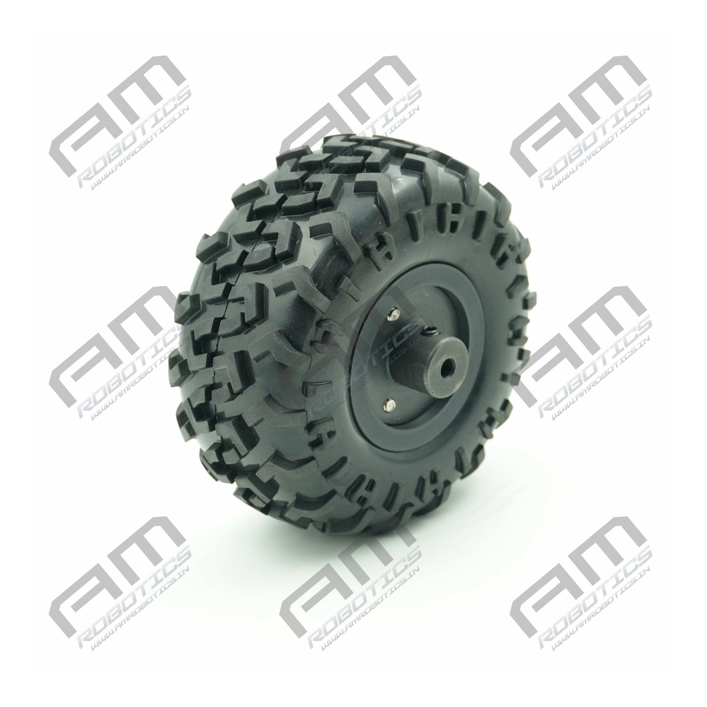 125X60MM HIGH DENSITY MS FLANGE HEAVY DUTY RC WHEEL for 6mm Shaft Motors Gray and Black Pack of 2