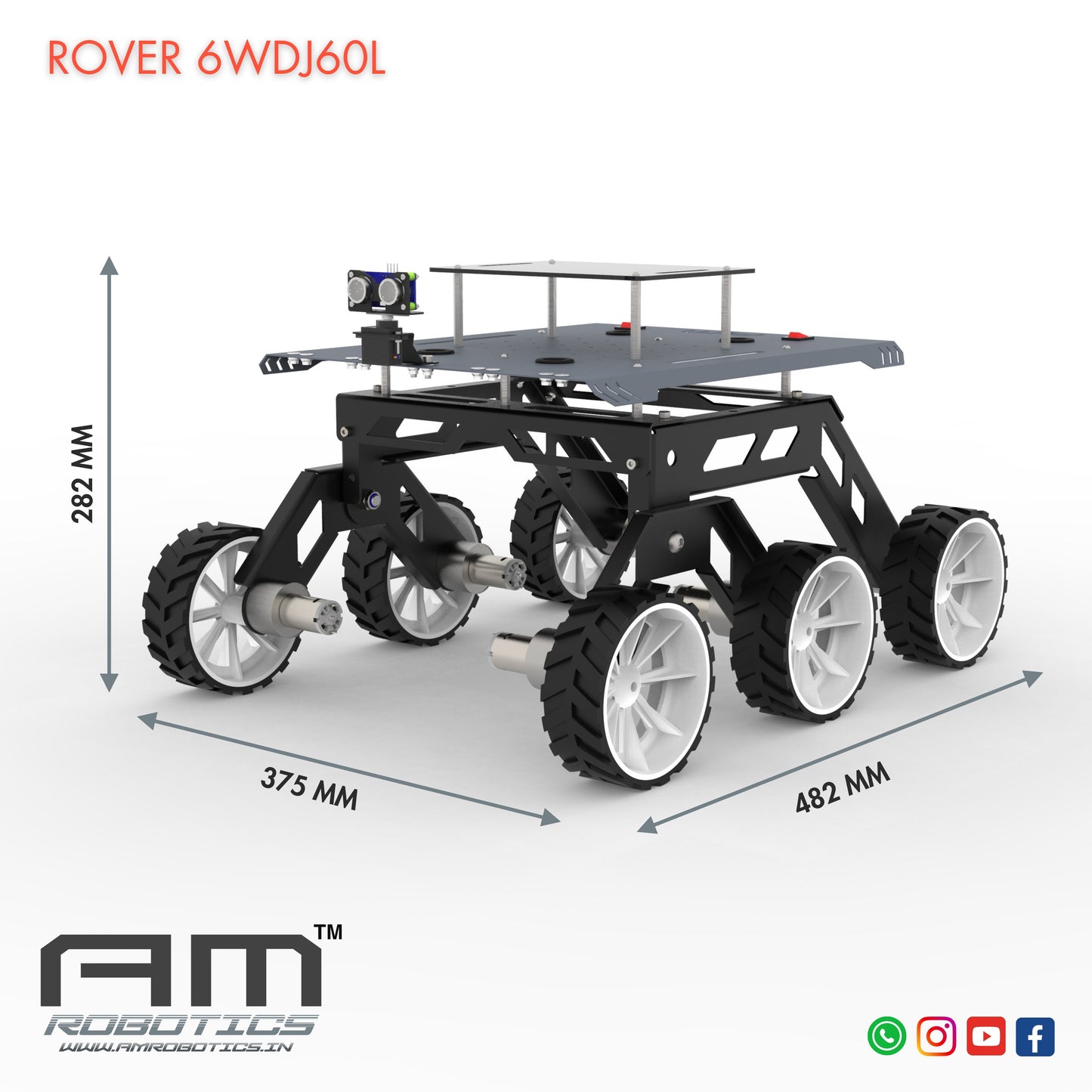 ROVER 6WDJ60L ROCKER BOGIE SUSPANSION HIGH TORQUE DIY ROBOTIC CHASSIS KIT