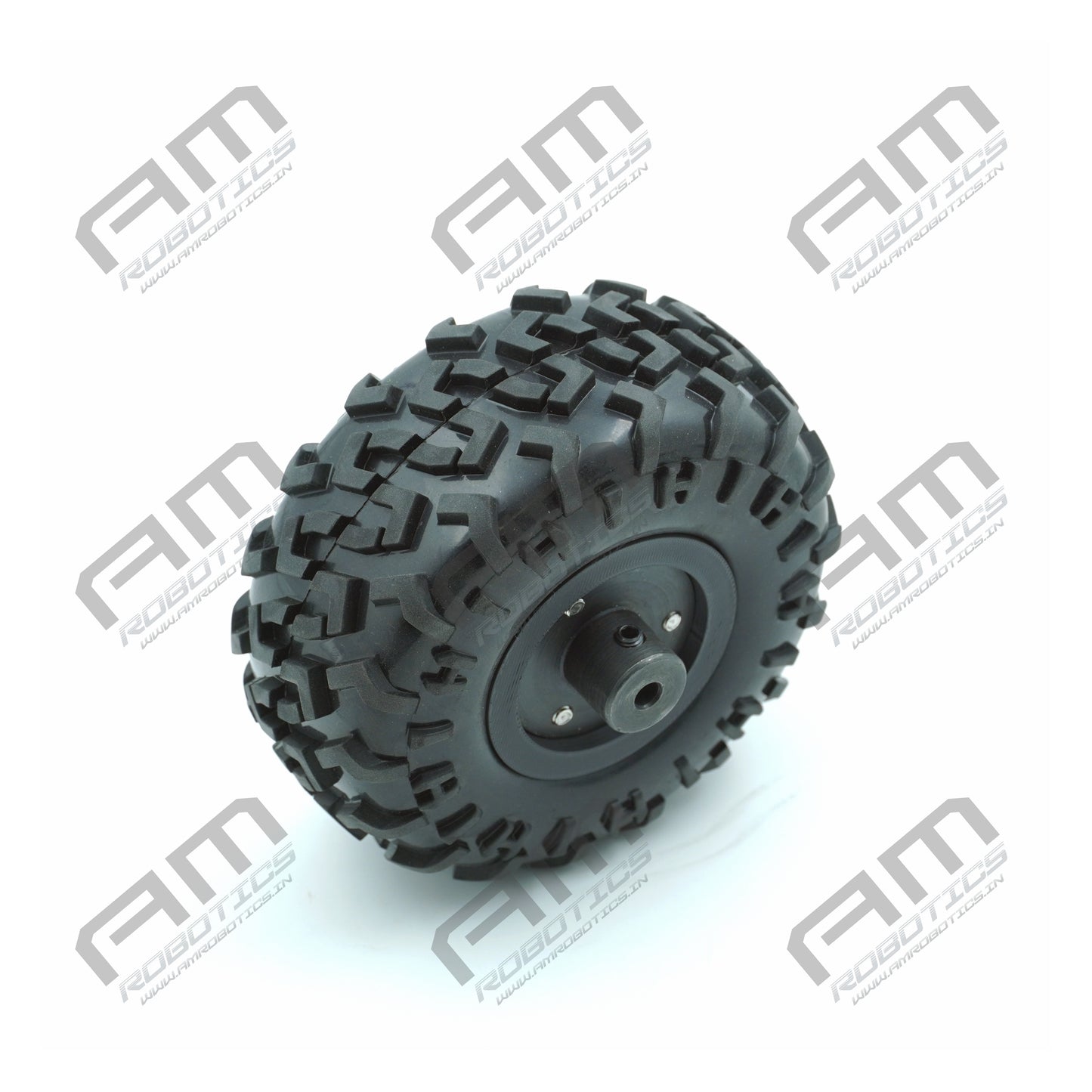 125X60MM HIGH DENSITY MS FLANGE HEAVY DUTY RC WHEEL for 6mm Shaft Motors Gray and Black Pack of 2