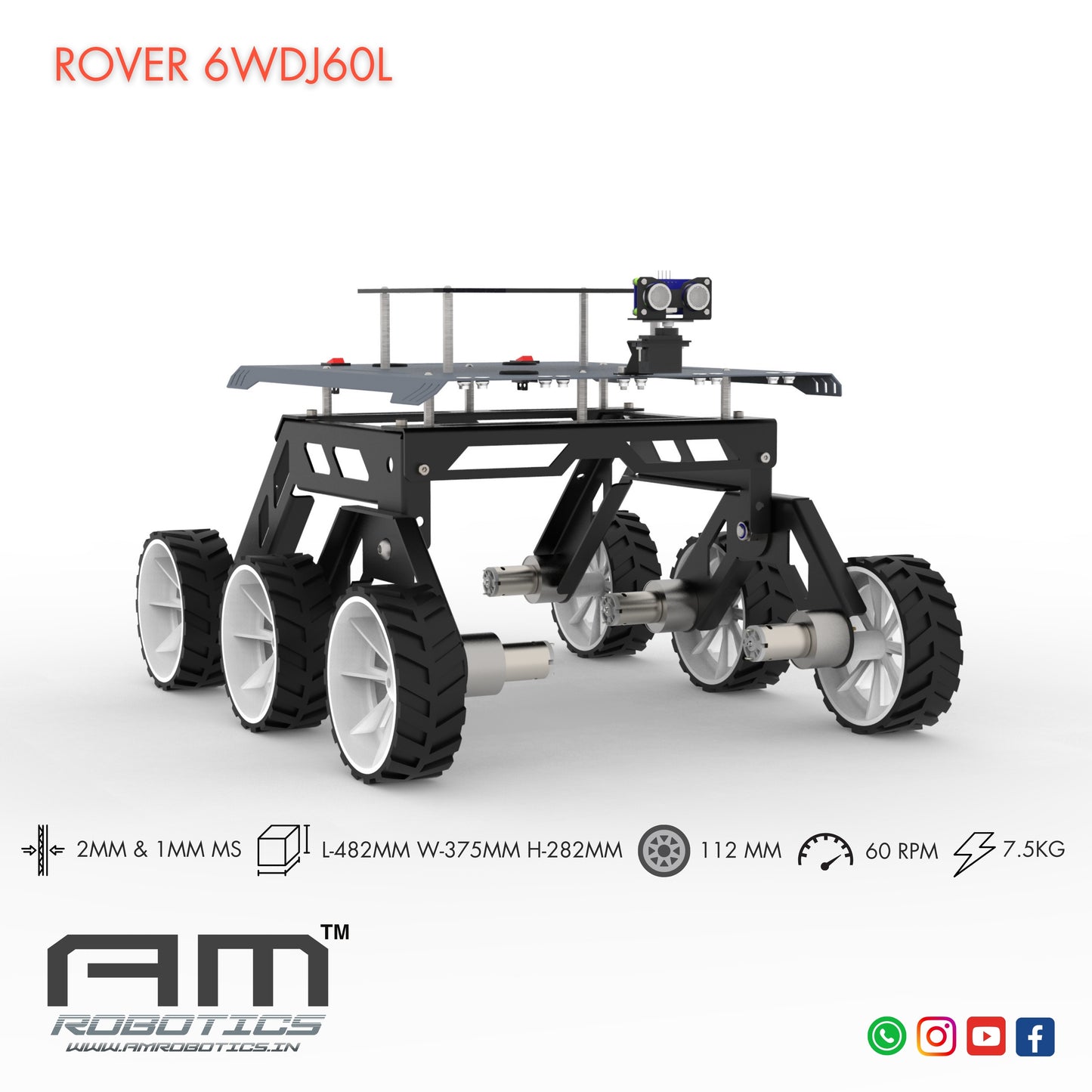 ROVER 6WDJ60L ROCKER BOGIE SUSPANSION HIGH TORQUE DIY ROBOTIC CHASSIS KIT