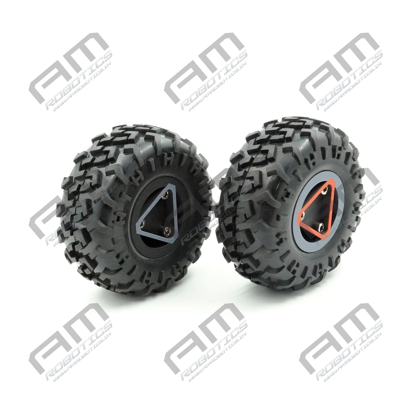 125X60MM HIGH DENSITY MS FLANGE HEAVY DUTY RC WHEEL for 6mm Shaft Motors Gray and Black Pack of 2