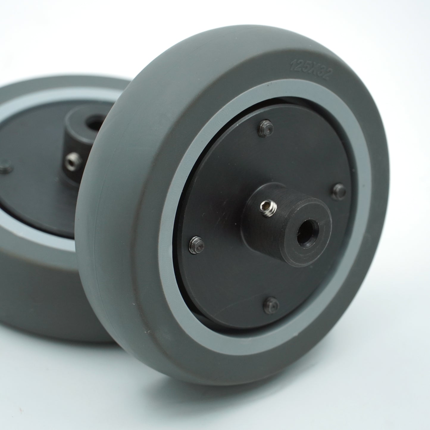 Heavy-Duty 125x32mm Wheel/tyre for 6mm Shaft 2 Nos