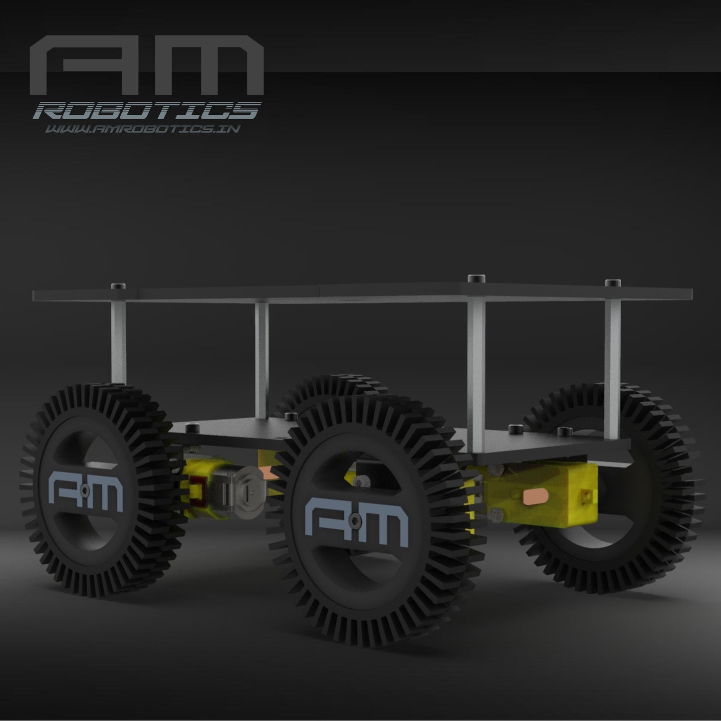 AM ROBOTICS ROVER4WD BASIC 1, DIY Robotic Chassis Kit, 4-Wheel Drive Platform, 150mm x 210mm Base, Arduino Compatible