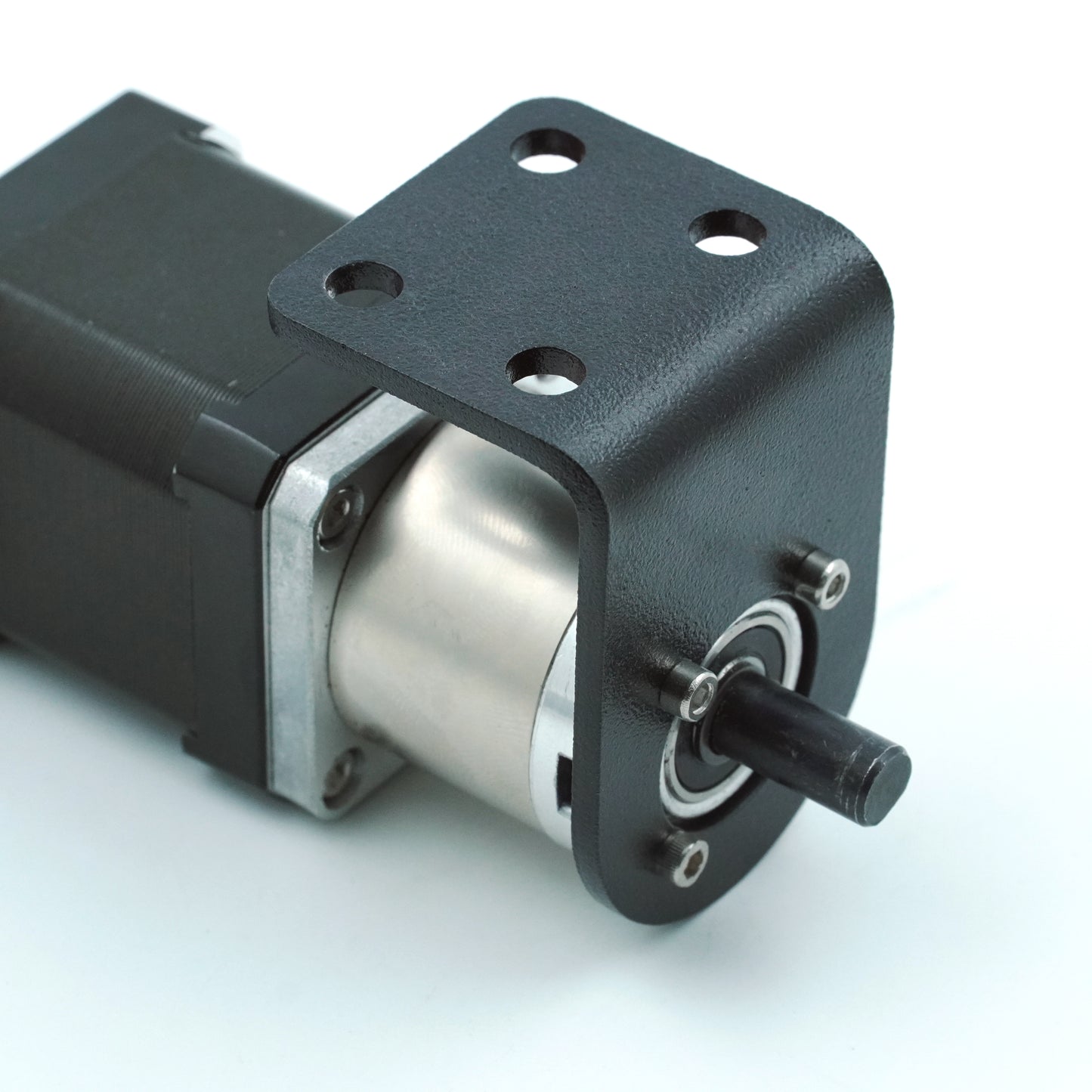3mm Thick MS Motor Mounting Bracket/Clamp for NEMA17 Planetary Gearbox Motors - Model 1 (Matt Black)