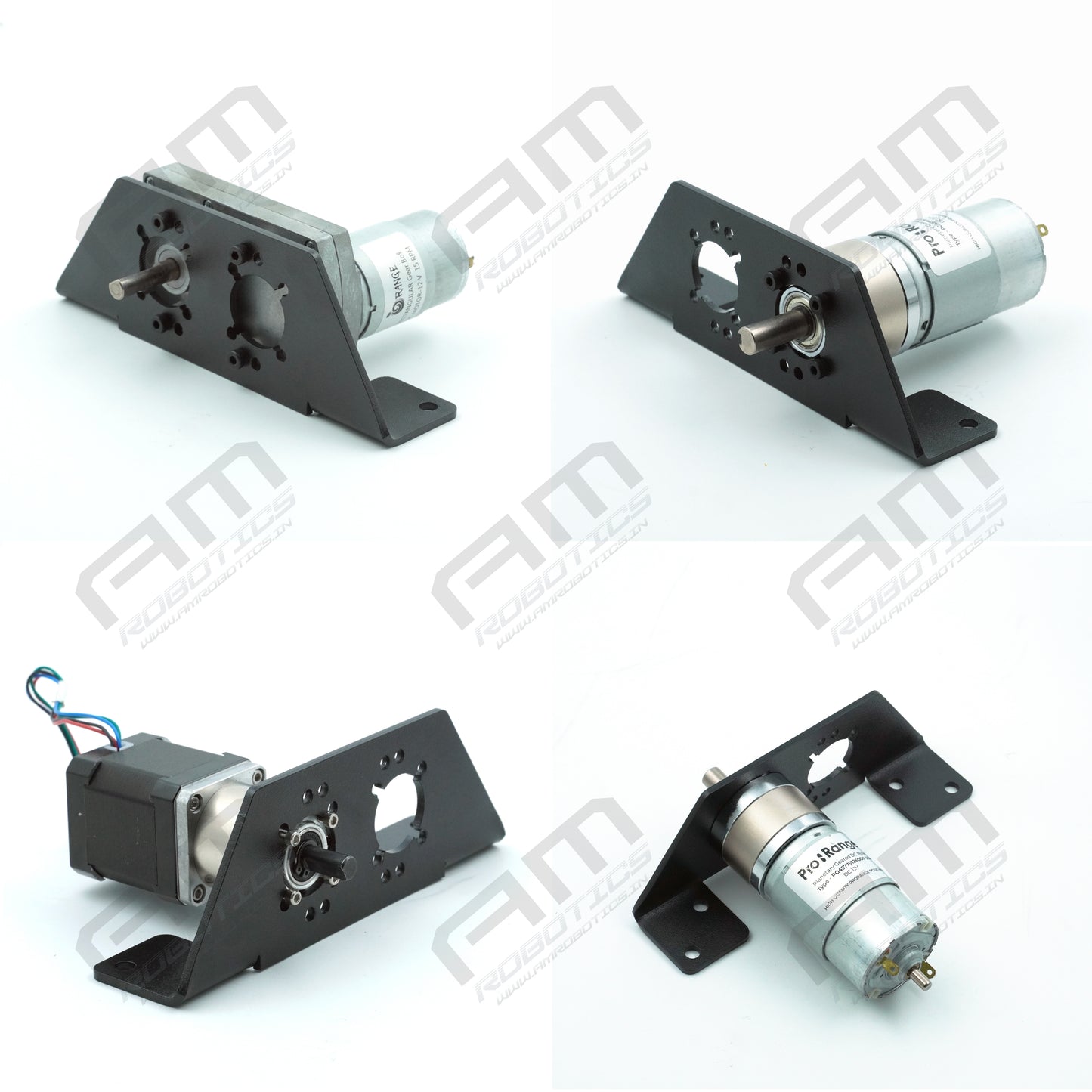 3mm Thick MS Universal Motor Mounting Bracket/Clamp for 42mm/45mm Planetary Gear Box, NEMA17 Planetary Geared, Rectangular Gearbox Motor Matt Black