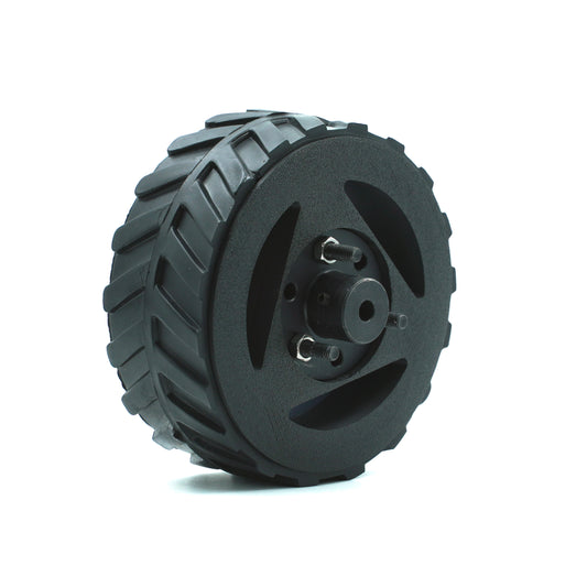 112x46 Tractor Grip Wheel for 6mm Shaft Motors - Robust Robotics Traction Black Color
