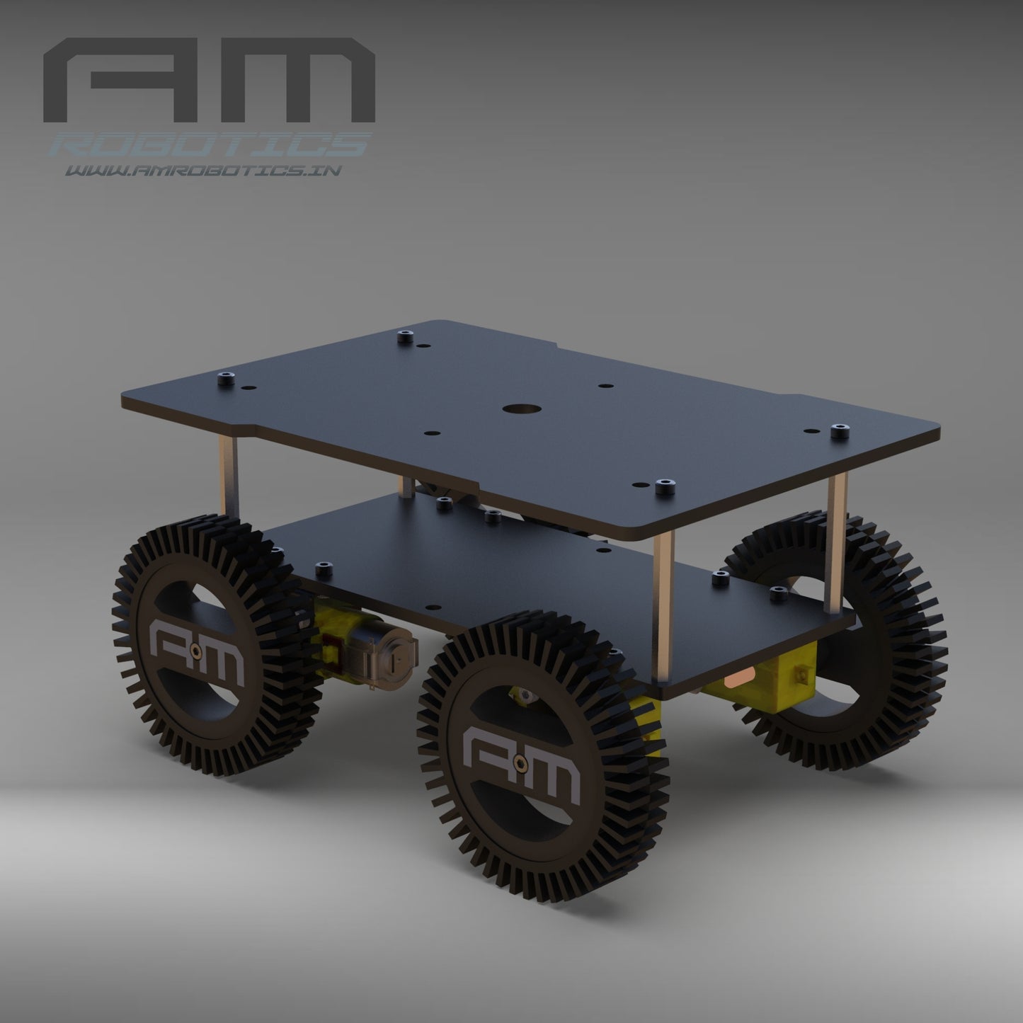 AM ROBOTICS ROVER4WD BASIC 1, DIY Robotic Chassis Kit, 4-Wheel Drive Platform, 150mm x 210mm Base, Arduino Compatible