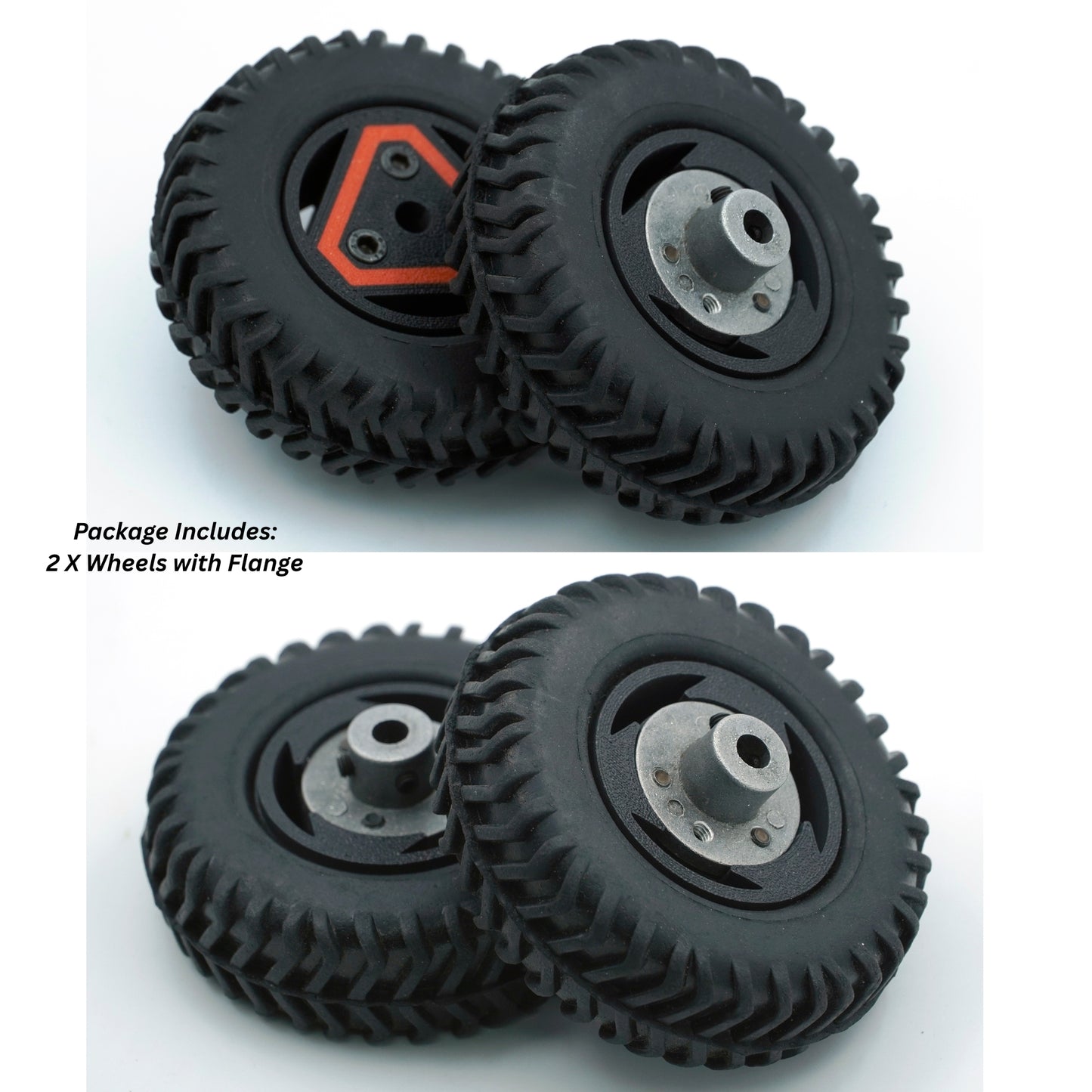 AM Robotics Off Road Robot Wheel, 80mm x 25mm, Rubber Tyre with 6mm Aluminium Flange, 2kg Payload, 2-Pack