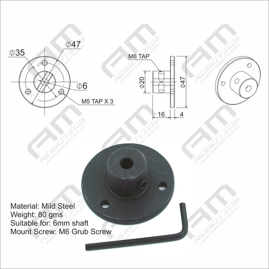 Am Robotics ID-6mm Motor Coupling/Flange Hub with Threading Pack of 2