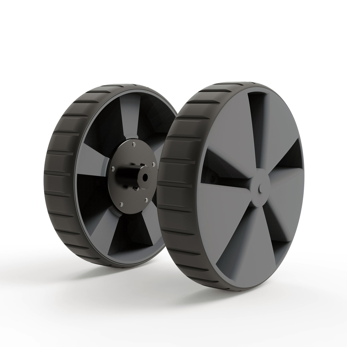 AM ROBOTICS 190x42mm Heavy Duty Solid Rubber Wheel for 10mm Shaft Motors Gray Color - 1 Pair