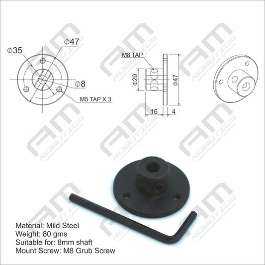 Am Robotics ID-8mm Motor Coupling/Flange Hub with Threading Pack of 2