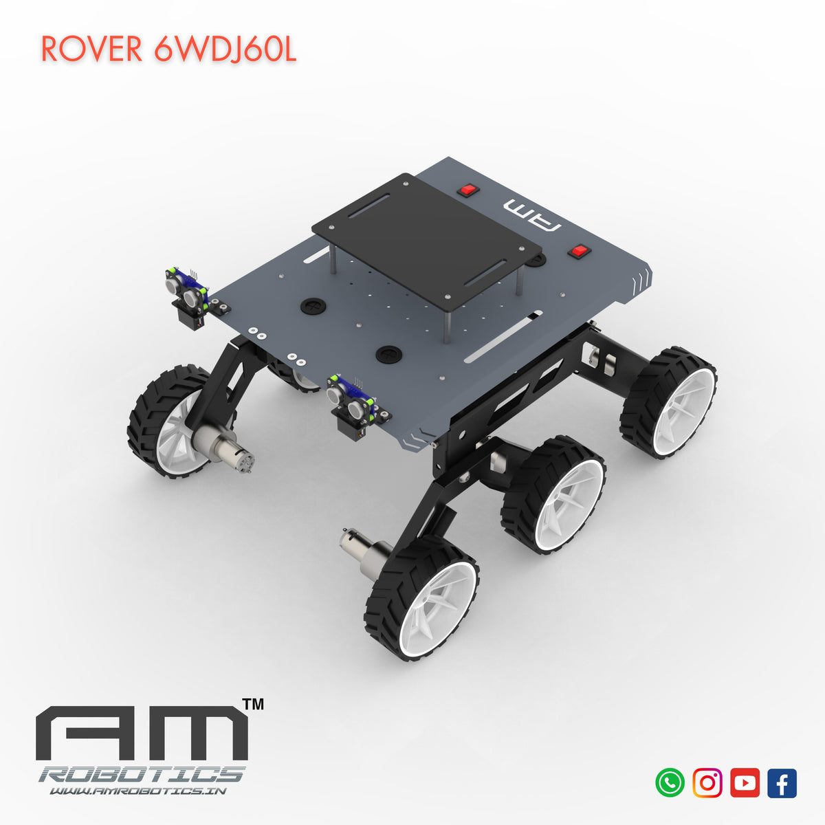Wired Rover Rocker Bogie ROVER 6WDJ60L ROCKER BOGIE SUSPANSION HIGH TORQUE DIY ROBOTIC CHASSIS ...