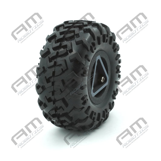 125X60MM HIGH DENSITY MS FLANGE HEAVY DUTY RC WHEEL for 6mm Shaft Motors Gray and Black Pack of 2