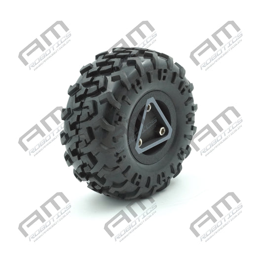 125X60MM HIGH DENSITY MS FLANGE HEAVY DUTY RC WHEEL for 6mm Shaft Motors Gray and Black Pack of 2