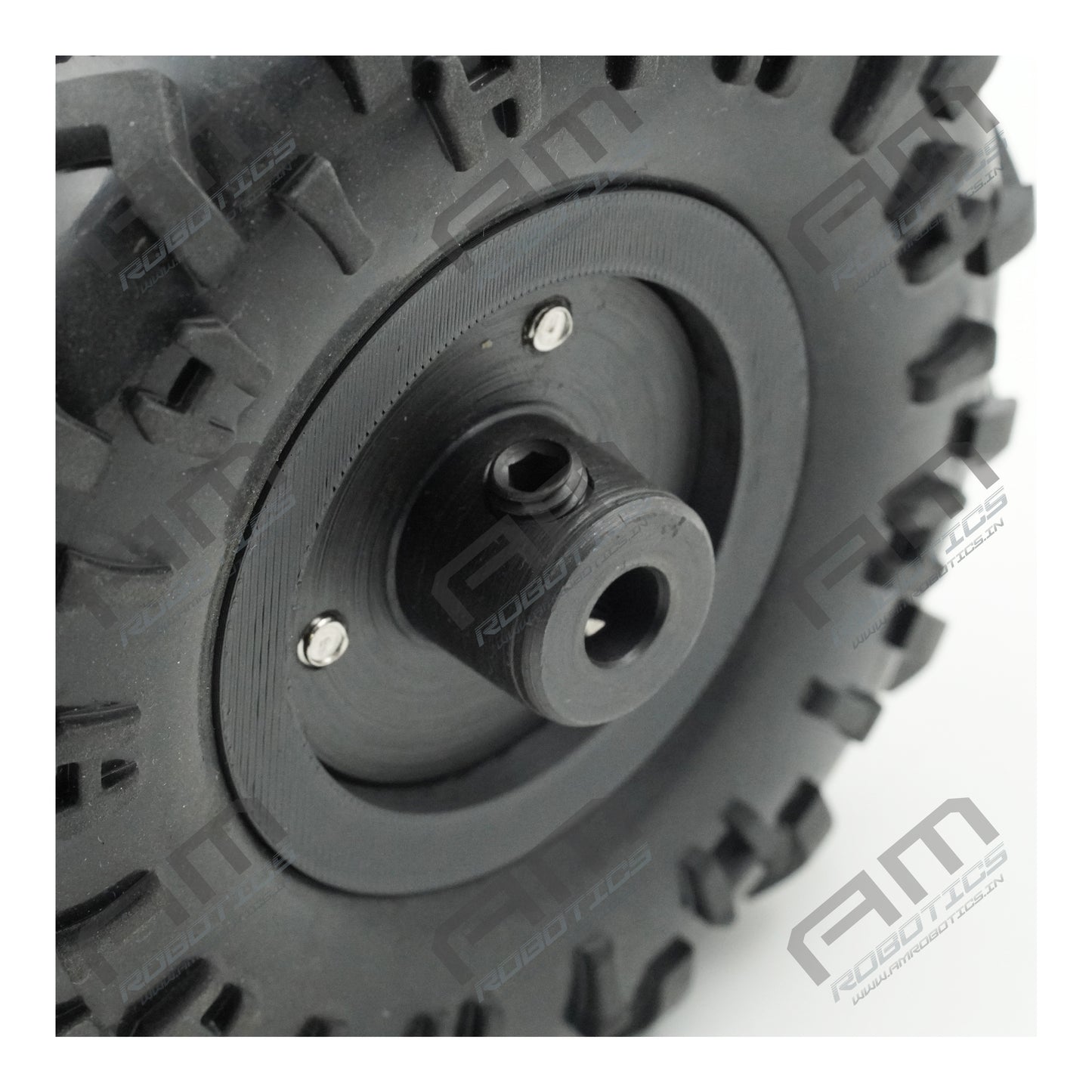 125X60MM HIGH DENSITY MS FLANGE HEAVY DUTY RC WHEEL for 8mm Shaft Motors Gray and Black Pack of 2