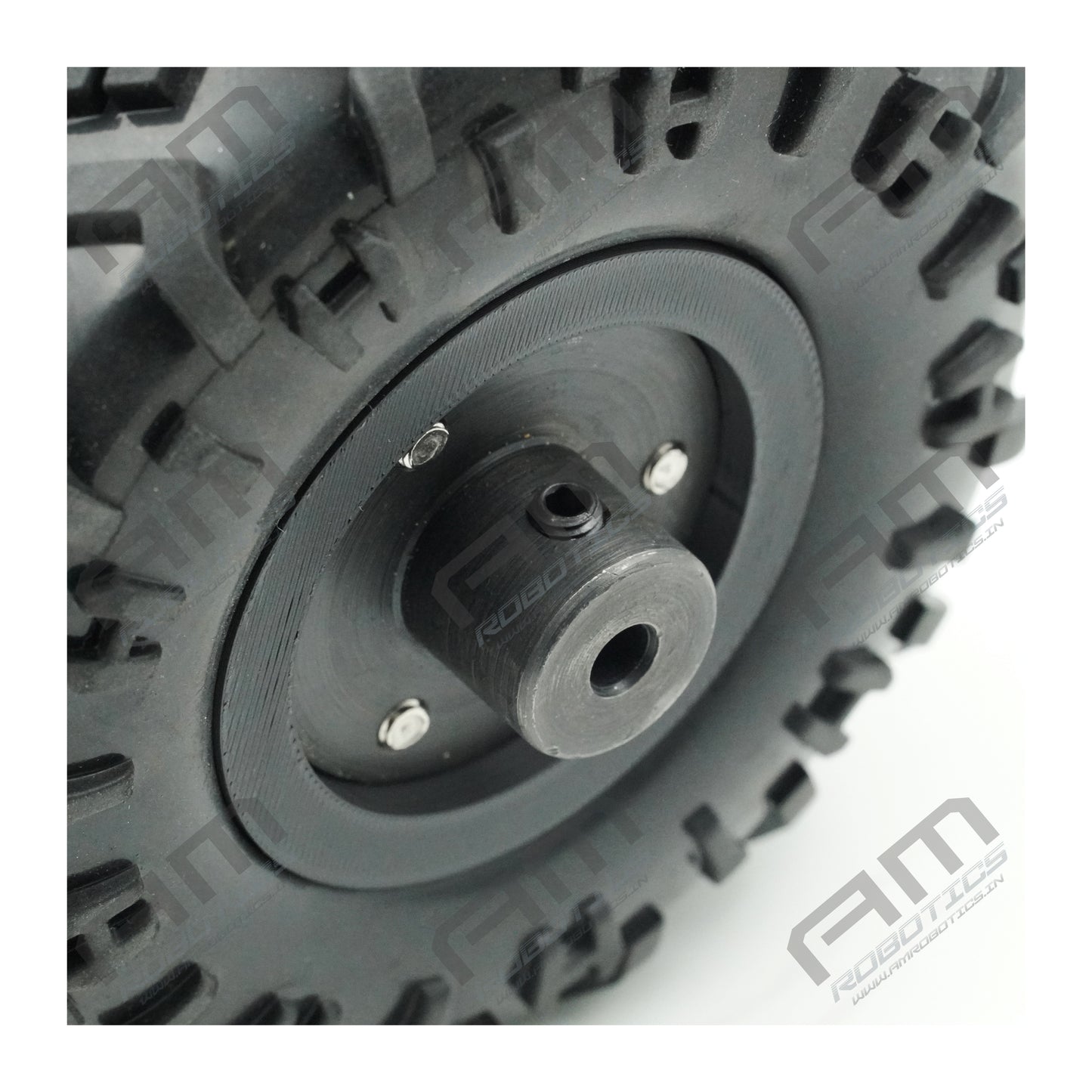 125X60MM HIGH DENSITY MS FLANGE HEAVY DUTY RC WHEEL for 6mm Shaft Motors Gray and Black Pack of 2