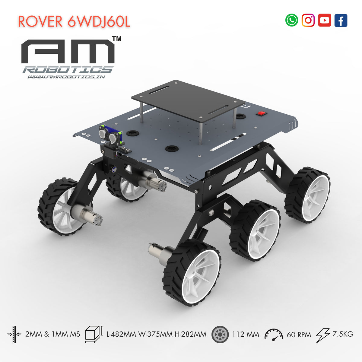 Bogie Rover Part ROVER 6WDJ60L ROCKER BOGIE SUSPANSION HIGH TORQUE DIY ROBOTIC CHASSIS ...