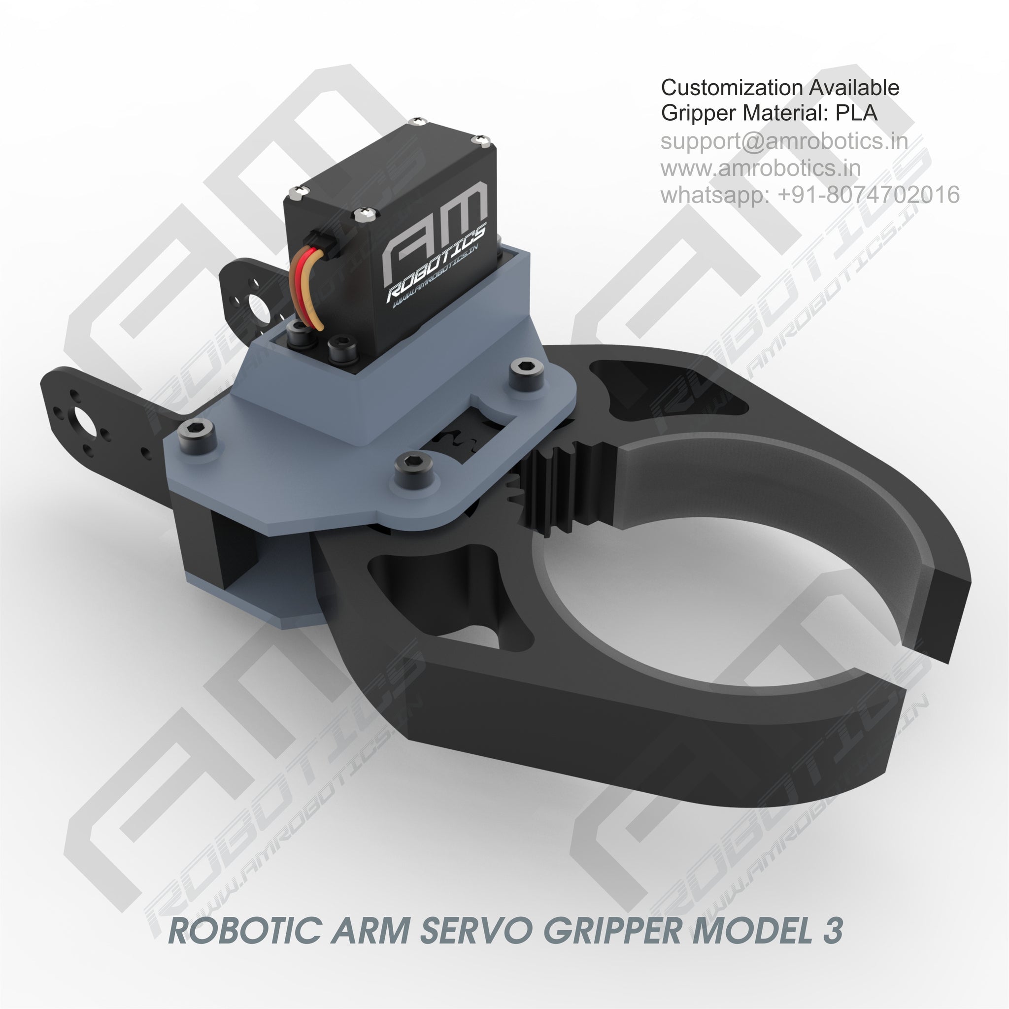 3D Printed Robotic Arm Gripper with MG996R Servo Motor Mount Model 3 ...