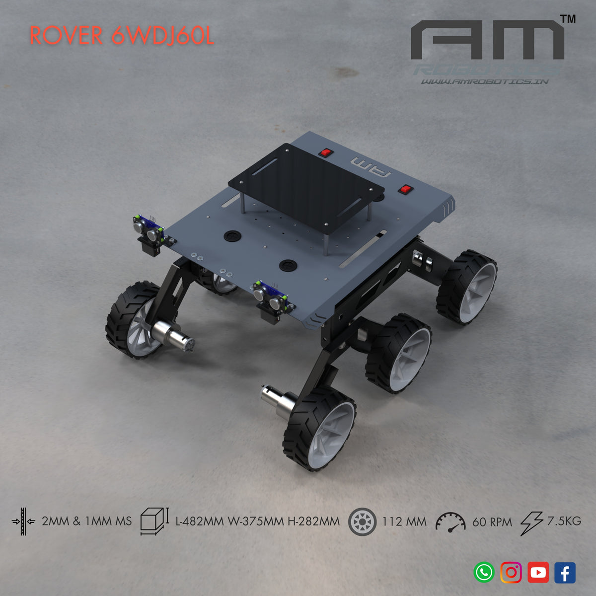 Bogie Rover Part ROVER 6WDJ60L ROCKER BOGIE SUSPANSION HIGH TORQUE DIY ROBOTIC CHASSIS ...