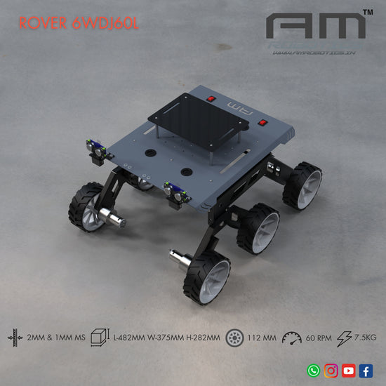 ROVER 6WDJ60L ROCKER BOGIE SUSPANSION HIGH TORQUE DIY ROBOTIC CHASSIS ...