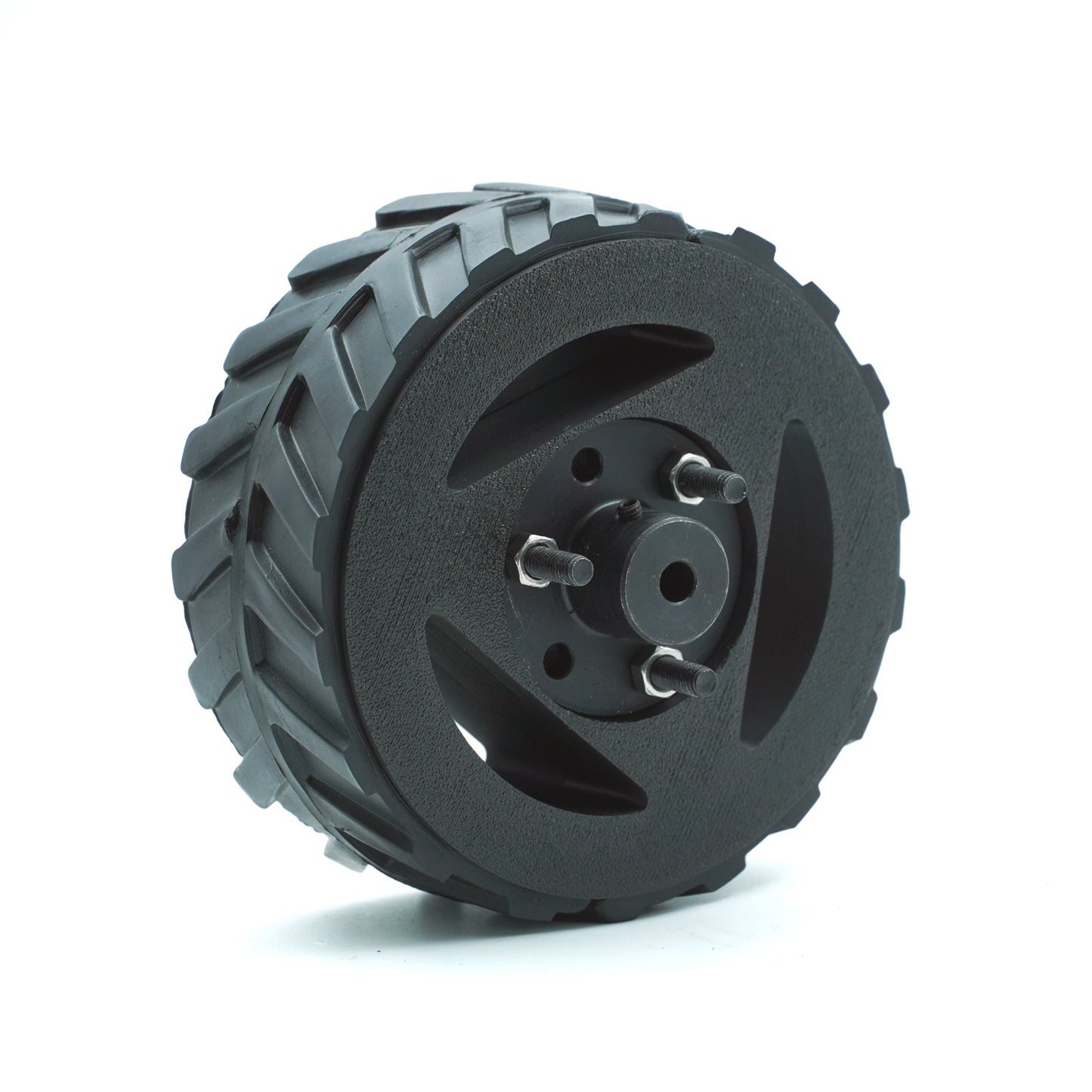 112x46 Tractor Grip Wheel for 8mm Shaft Motors - Robust Robotics Traction BLACK Color