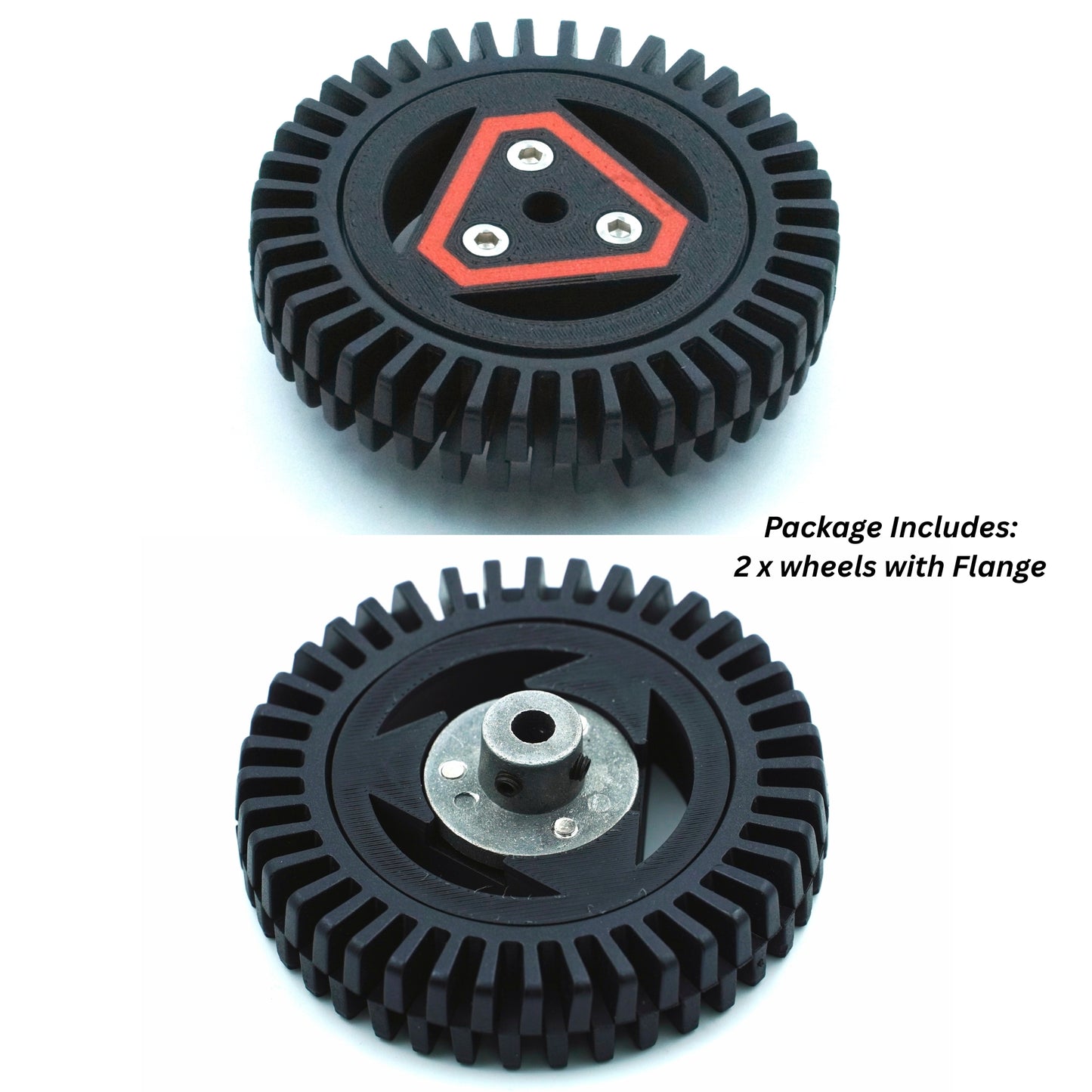 AM Robotics 80x16 mm All-Terrain Flexible Gripper Wheel for Robotic Vehicles with 6mm ID Aluminum Flange (2 Wheels)