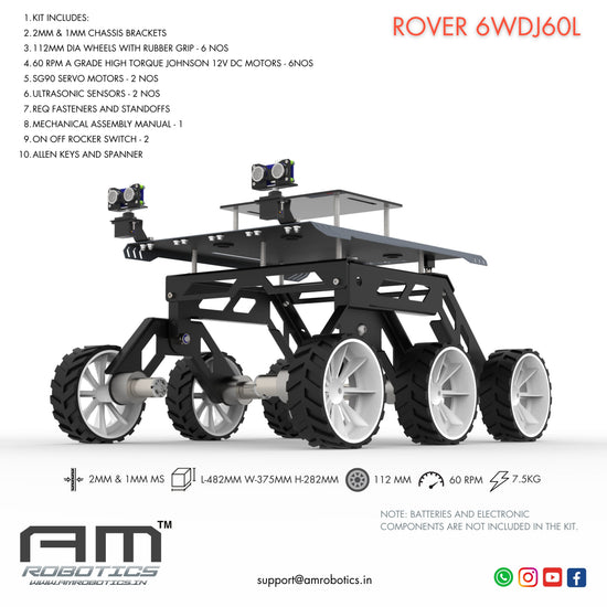 ROVER 6WDJ60L ROCKER BOGIE SUSPANSION HIGH TORQUE DIY ROBOTIC CHASSIS ...