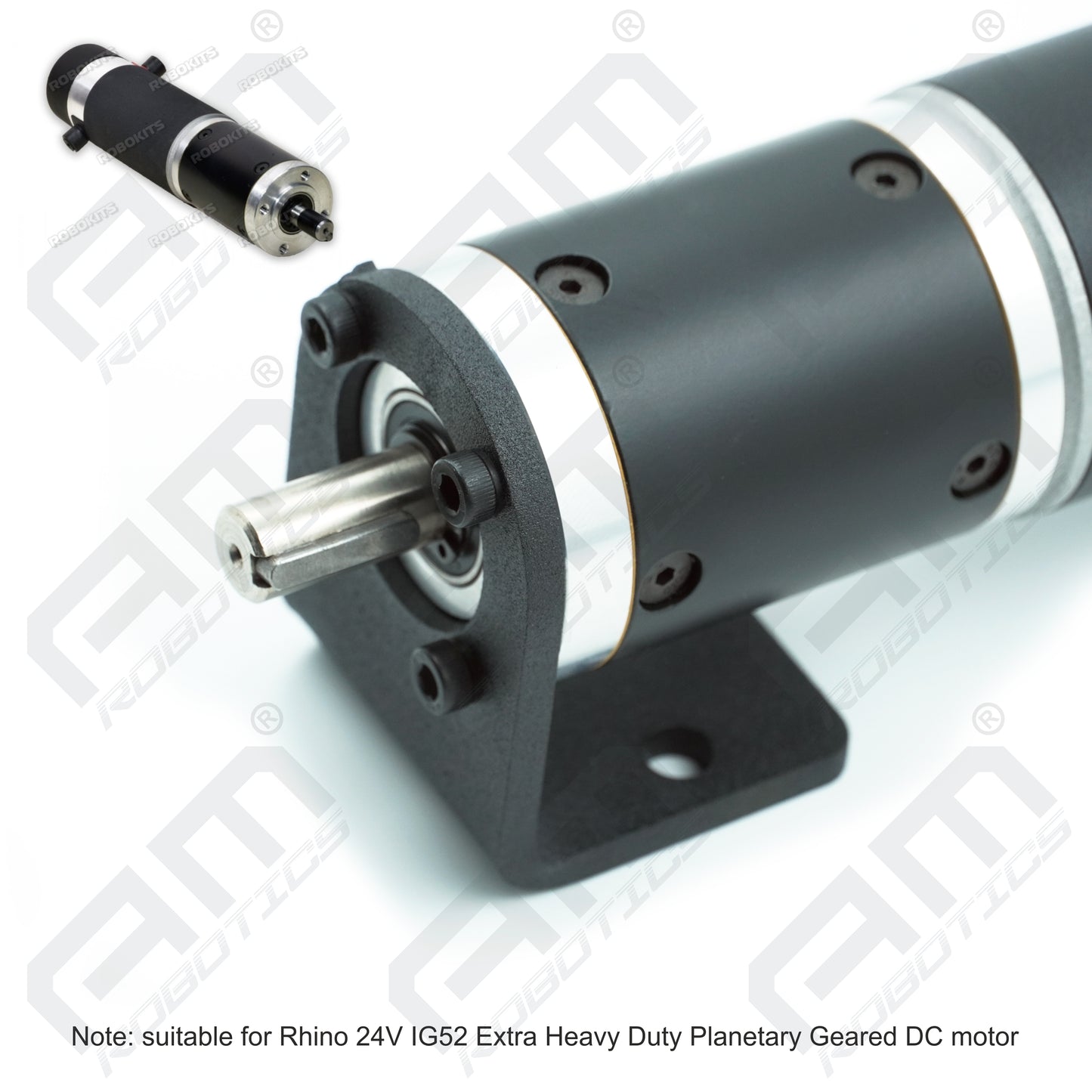 Rhino 24V IG52 Extra Heavy Duty Planetary Geared DC Motor Mounting Bracket – Model 1