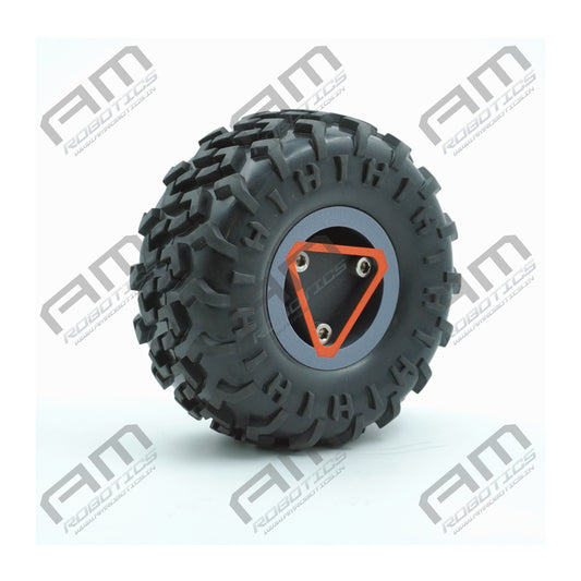 125X60MM HIGH DENSITY MS FLANGE HEAVY DUTY RC WHEEL for 6mm Shaft Motors Red and Gray Pack of 2