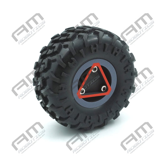 125X60MM HIGH DENSITY MS FLANGE HEAVY DUTY RC WHEEL for 6mm Shaft Motors Red and Gray Pack of 2