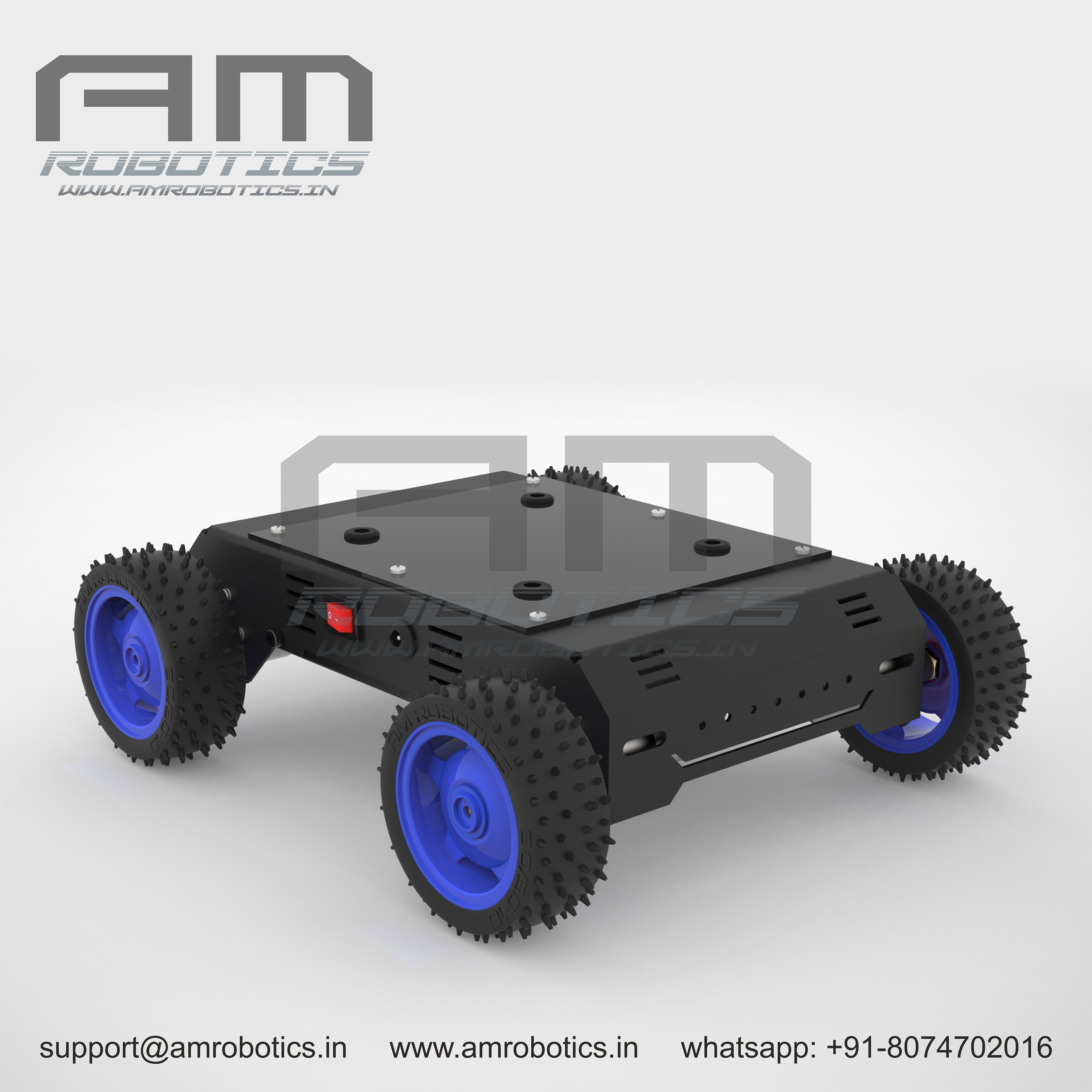 ROVER 4WD JOHNSON SERIES 1 DIY ROBOTIC METAL CHASSIS KIT MATT BLACK ...
