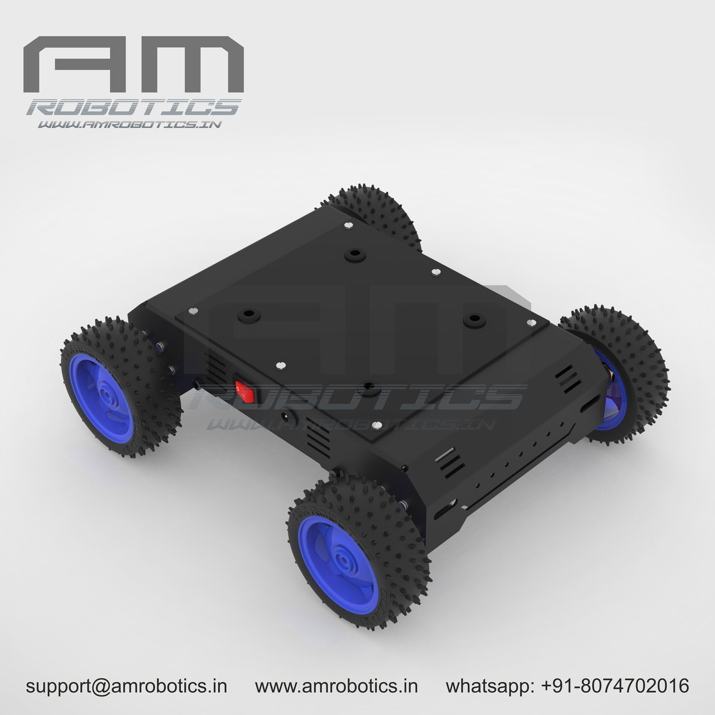 ROVER 4WD JOHNSON SERIES 1 DIY ROBOTIC METAL CHASSIS KIT MATT BLACK ...