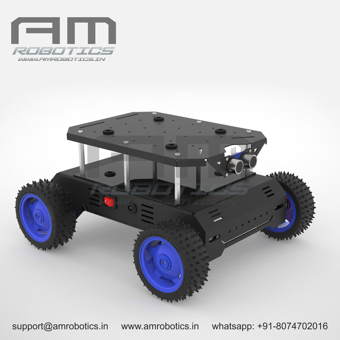 ROVER 4WD JOHNSON SERIES 1 DIY ROBOTIC METAL CHASSIS KIT MATT BLACK ...