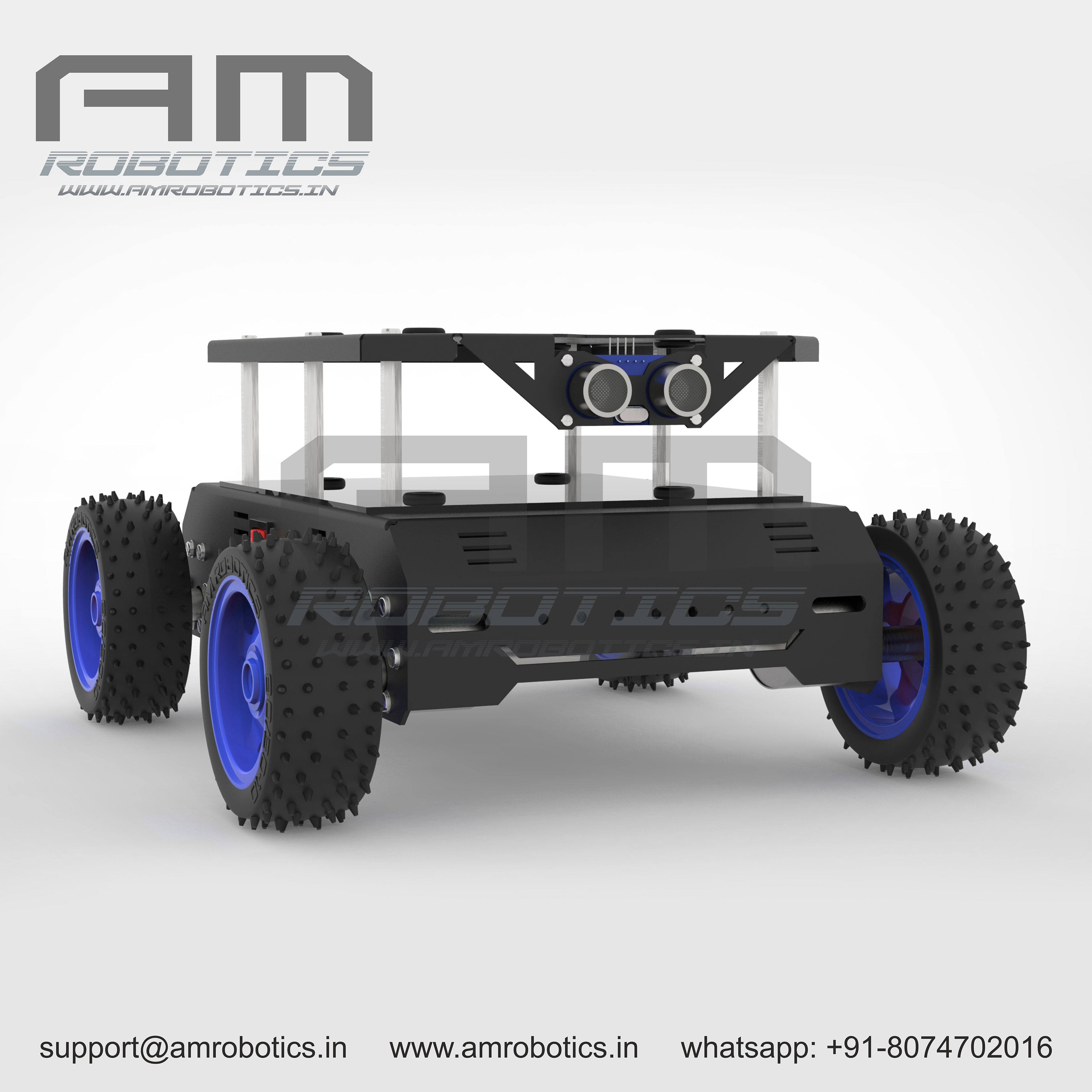 ROVER 4WD JOHNSON SERIES 1 DIY ROBOTIC METAL CHASSIS KIT MATT BLACK ...