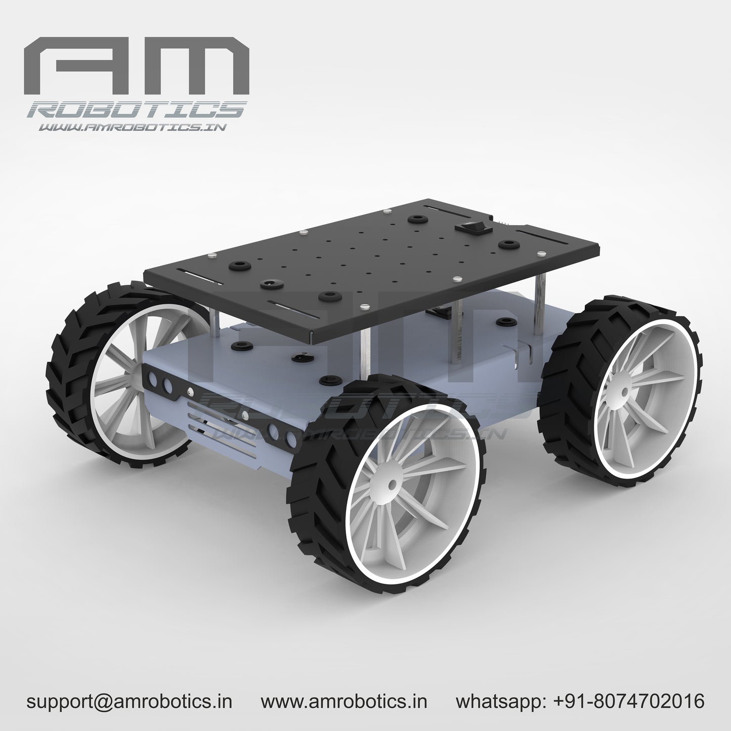 ROVER 4WD JOHNSON SERIES 2 GRAY DIY ROBOTIC METAL CHASSIS KIT